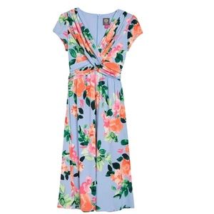 Vince Camuto 8 Short Sleeve Floral Midi Dress NWT